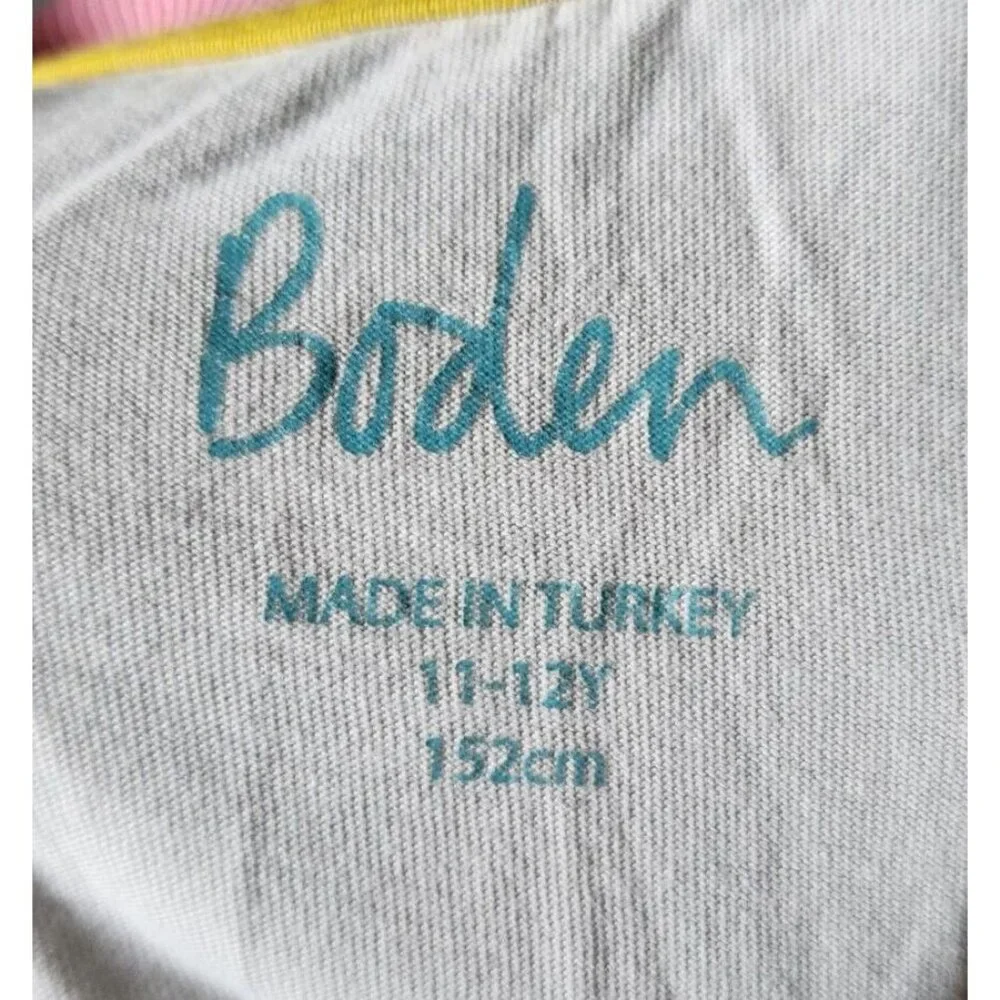 Boden Girls Short Sleeve Ringer Tee Shirt Top Tropicool Pineapple Graphic 11-12Y